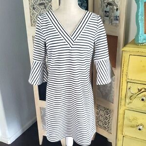 Skies Are Blue Sheath Striped V-Neck Dress